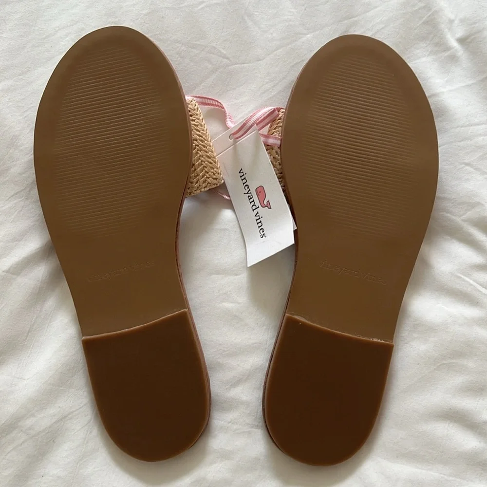 NWT Vineyard Vines Raffia Woven Jute Leather Slide Sandals - Picture 4 of 5